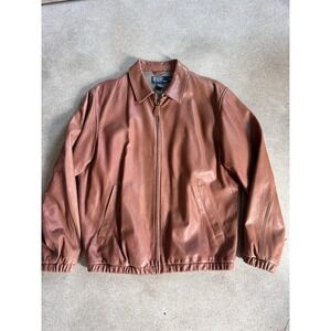 Polo Ralph Lauren Soft Brown Leather Bomber Jacket Sz M Vintage EUC
